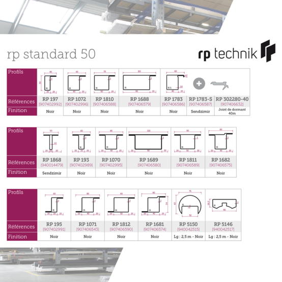 Profil rp standard 50 acier sendzimir