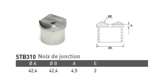 Noix de jonction pour tube Ø42,4mm inox 316
